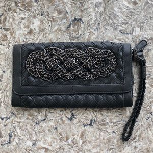 💫✨ Lined Black Leather Clutch w/ Wristlet ✨💫